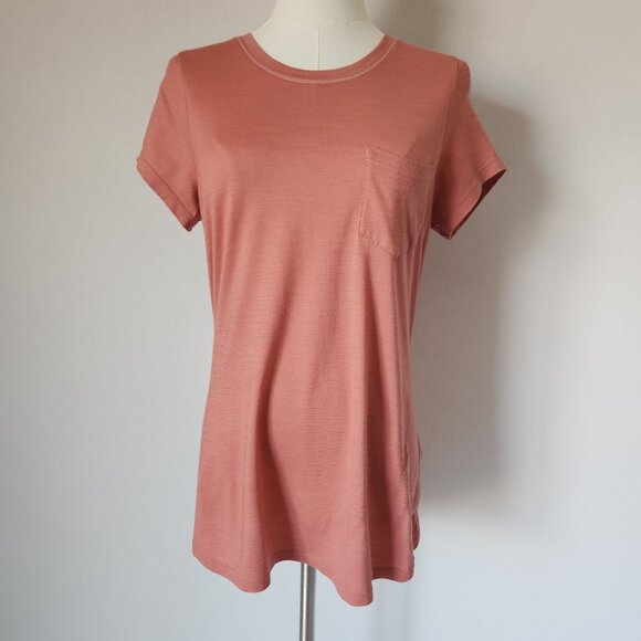 Smartwool Crew Neck Pocket Active T-Shirt Short Sleeve Wool Blend Salmon - Picture 1 of 12